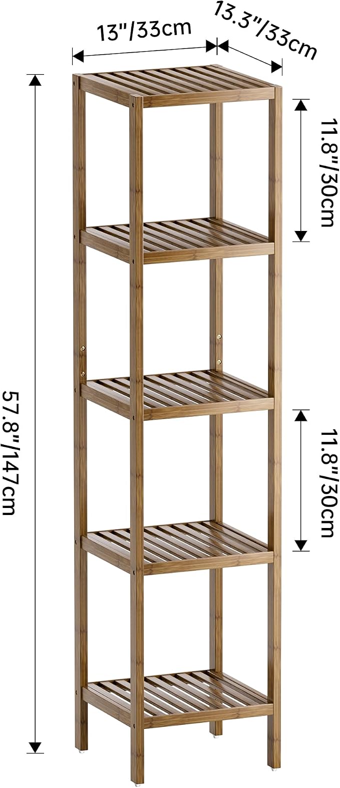 SMIBUY Bathroom Storage Shelf, 5-Tier Bamboo Rack Organizer - Image 3