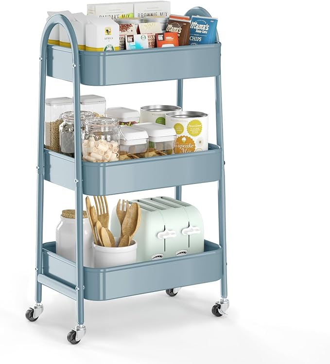 3 Tier Utility Rolling Cart, EAGMAK Metal Storage Cart by Eagmak