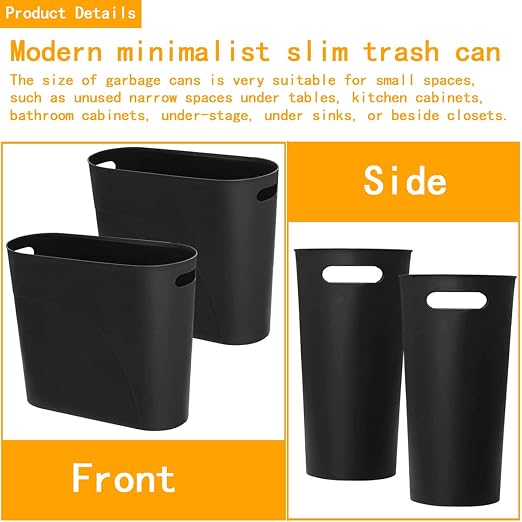HZSOOCH 3 Pack Slim Waste Basket 3.2 Gallon 12L Plastic Small Trash Can - Image 5