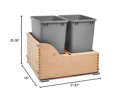 Rev-A-Shelf Pullout Trash Cans for Kitchen Cabinet, Dual 35 Qt Bins - Image 10