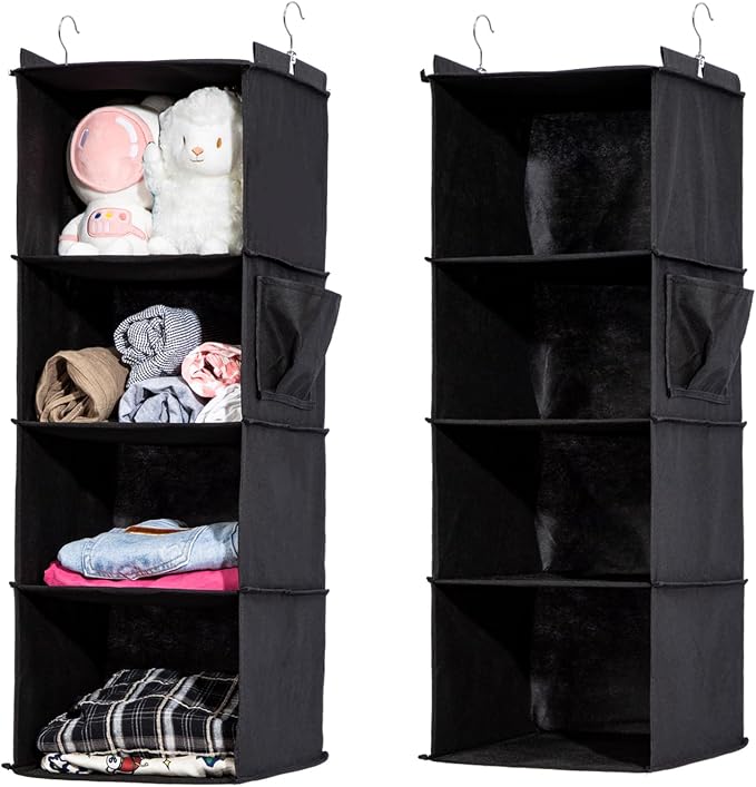2 Packs Hanging Closet Organizer, 4-Shelf Closet Organizers and Storage by WelcometoYRCBEHFU
