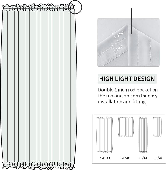 DWCN French Door Curtains – Rod Pocket Thermal Curtain - Image 3