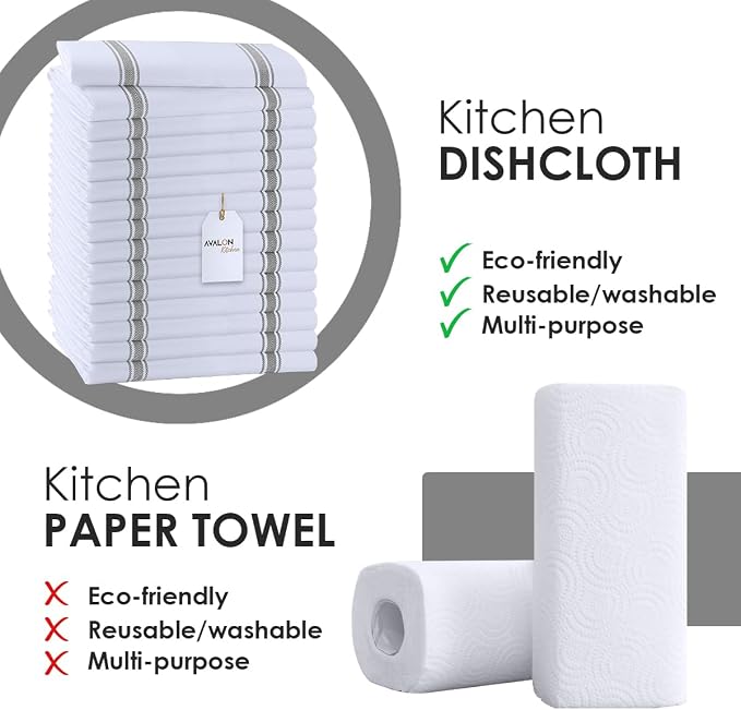 Dish Towels Set Size 15x25 Inch, 100% Cotton Soft & Absorbent Linen Kitchen - Image 2