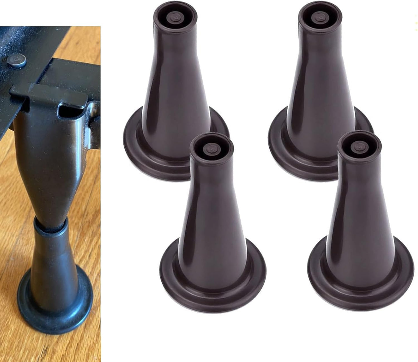Home's Place Plastic Bed Frame Feet to Replace Wheels - Keep Your Bed Stationary and Protect Floor. Set of 4 Replacements