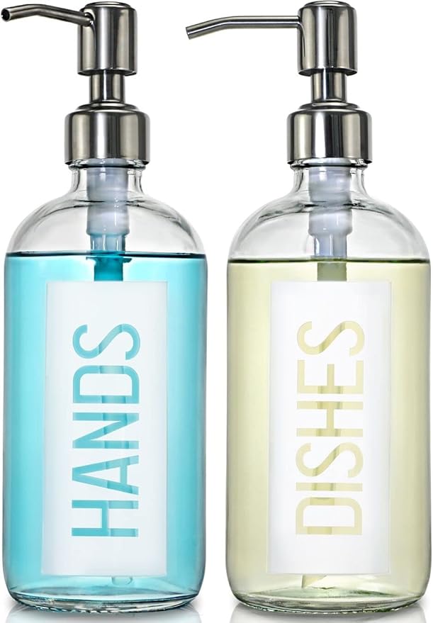 JASAI 2Pack 18OZ Glass Soap Dispenser by JASAIHOME