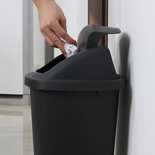 6 Gallon Swing Top Trash Can Outdoor and Indoor Recycle Bin, Plastic Garbage Can - Image 6