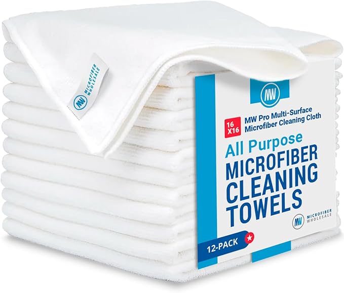 MW Pro Microfiber Cleaning Cloth | White | Size 16" x 16" | All Purpose by MicrofiberWholesale