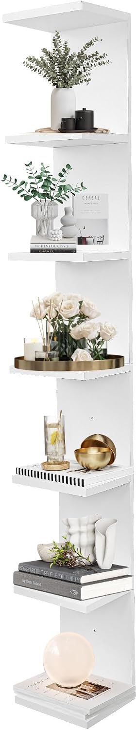 7 Tier Wall Shelf Unit,Vertical Column Floating Storage Home Decor Organizer,...