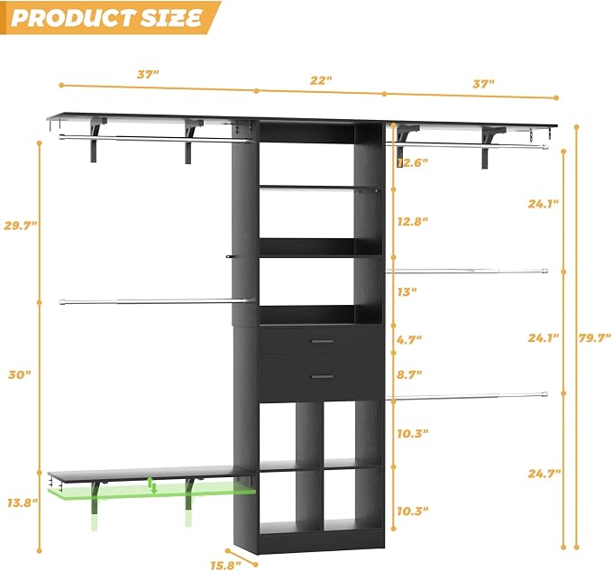 Closet System - 4.75-8FT Closet Organizer System - Image 9