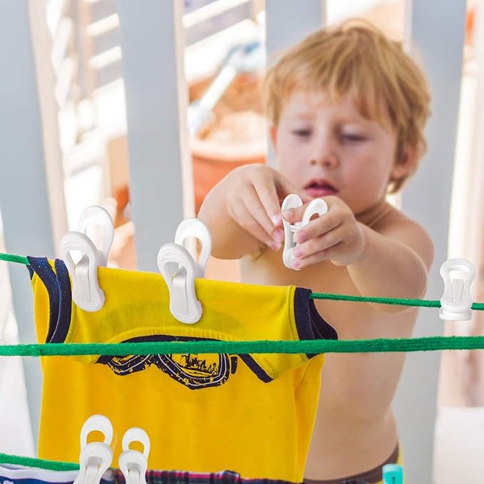 Tinfol White Plastic Hanger Clips, 50 Pack Hanger Clips- Strong Pinch Grip - Image 7