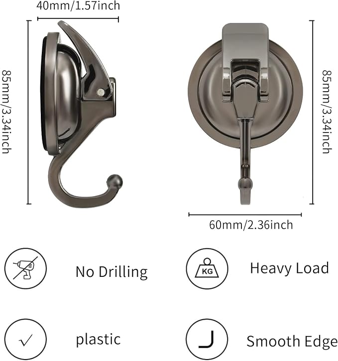 Suction Cup Hooks for Shower, 4 Pack, Glass Door, Tile – Loofah, Bath Robe Hook - Image 5