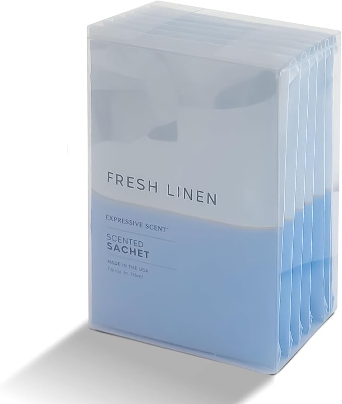 6 Pack Fresh Linen Large Scented Sachet Envelope by Expressive Scent by ExpressiveScent