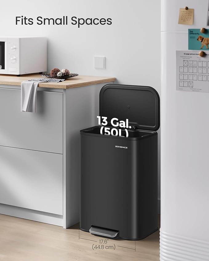 SONGMICS Kitchen Trash Can, 13-Gallon Garbage Can - Image 3