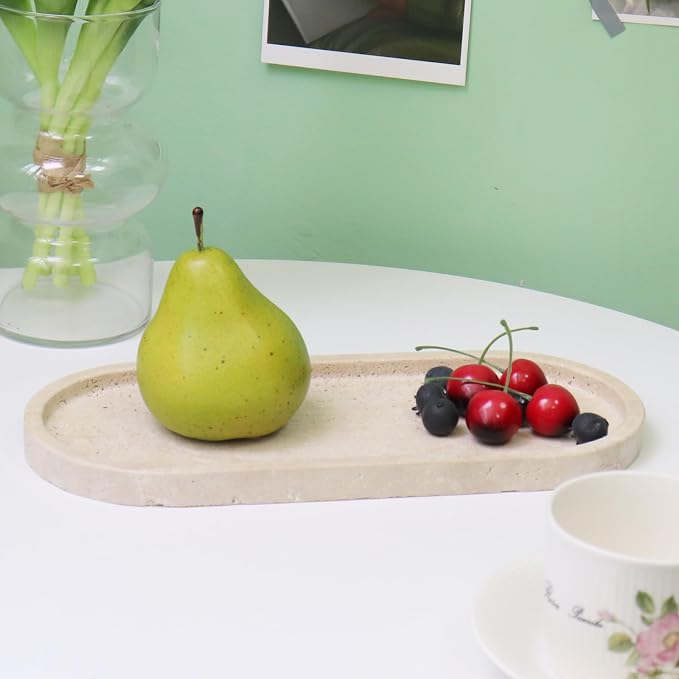 Natural Marble Tray, Oval Vanity Decorative Tray - Image 7