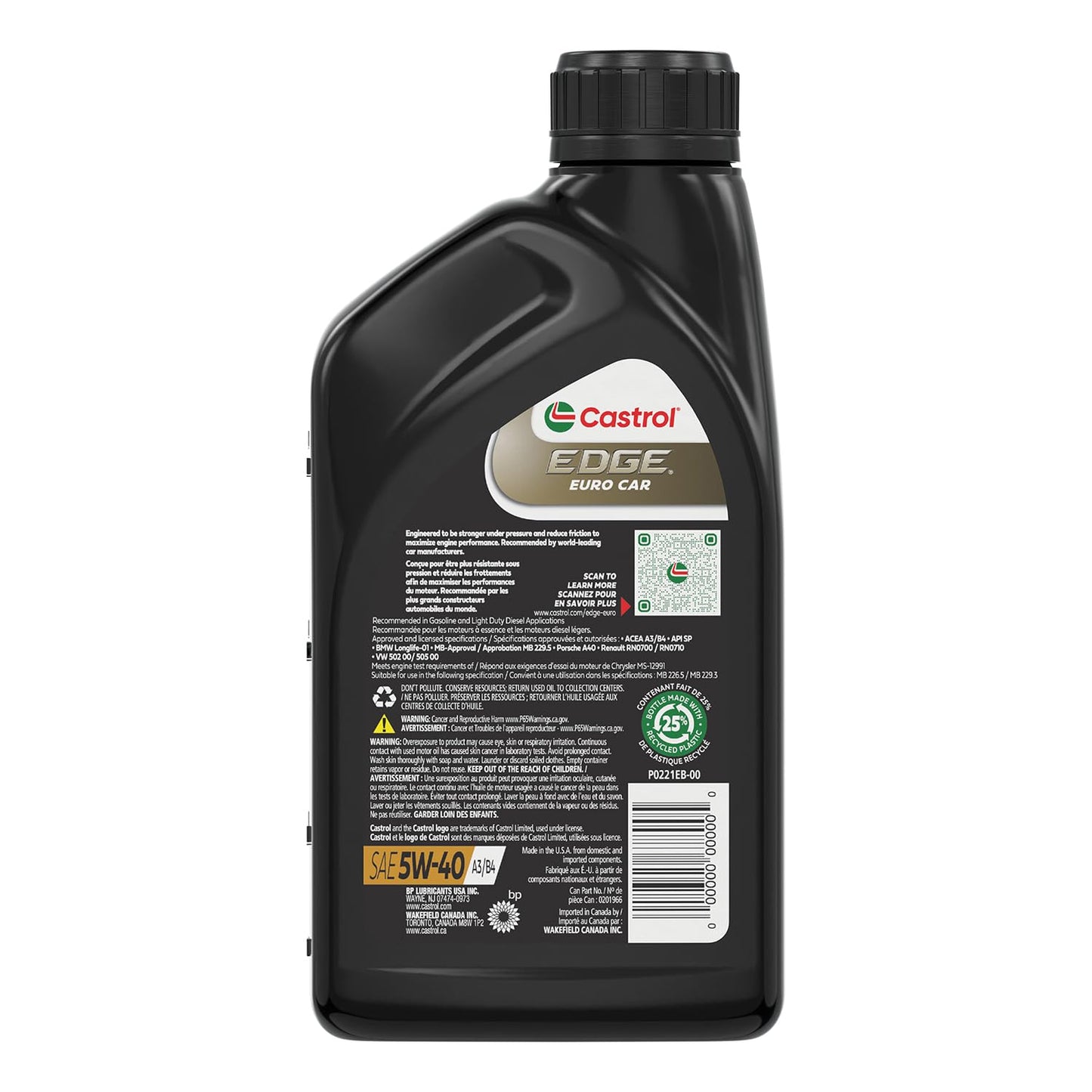 Castrol BP LUBRICANTS USA 6249 Cast Edge Qt 5W40 Oil