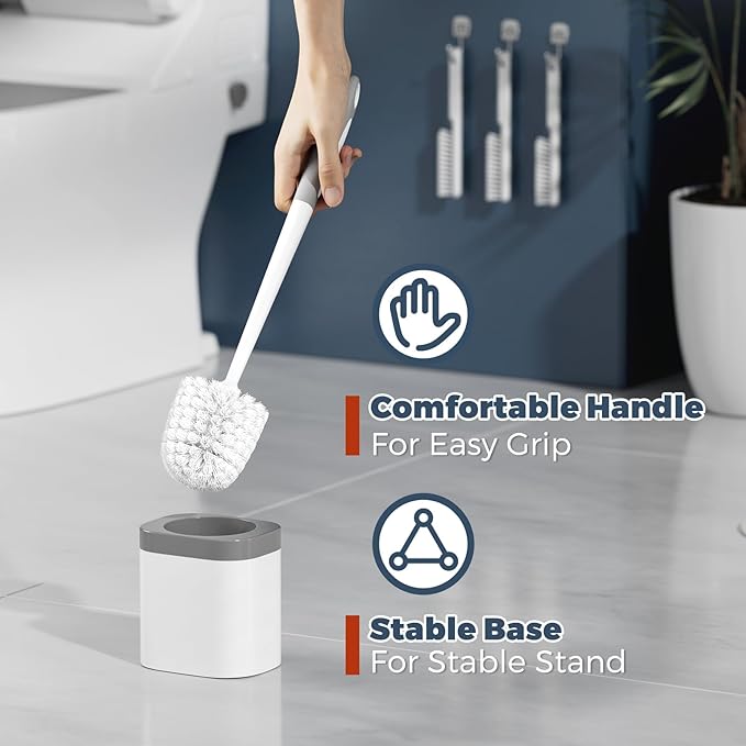 Toilet Brush, 3 Pack Toilet Brush and Holder Set Bathroom Accessories, Toilet - Image 5