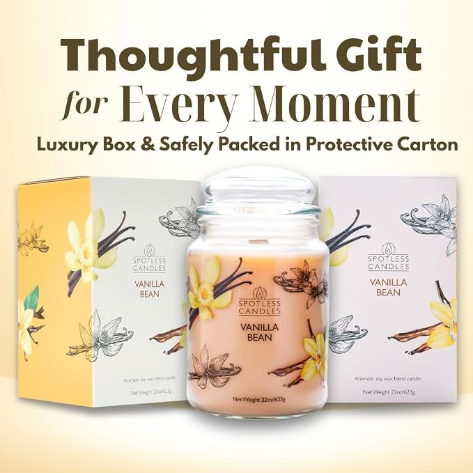 Candle Vanilla Bean 22oz with Wooden Wick in a Presentation Gift Box & - Image 5
