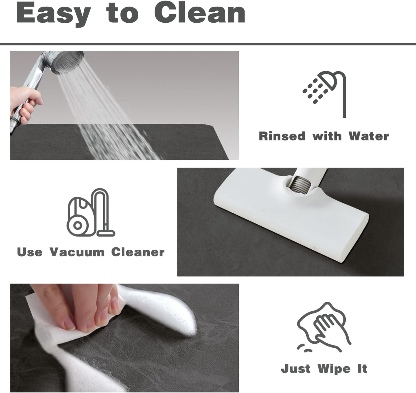 TYUU Bath Mat, Bathroom Rugs Non Slip Washable Thin Absorbent Quick Dry Bath Mat Fits Under Door Bathroom Floor Mat Perfect for Bath, Shower, or Sink 16"x24" Dark Grey