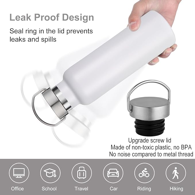 Neihepal 20 oz Insulated Water Bottles Bulk 4 Pack, Stainless Steel Double Wall - Image 4