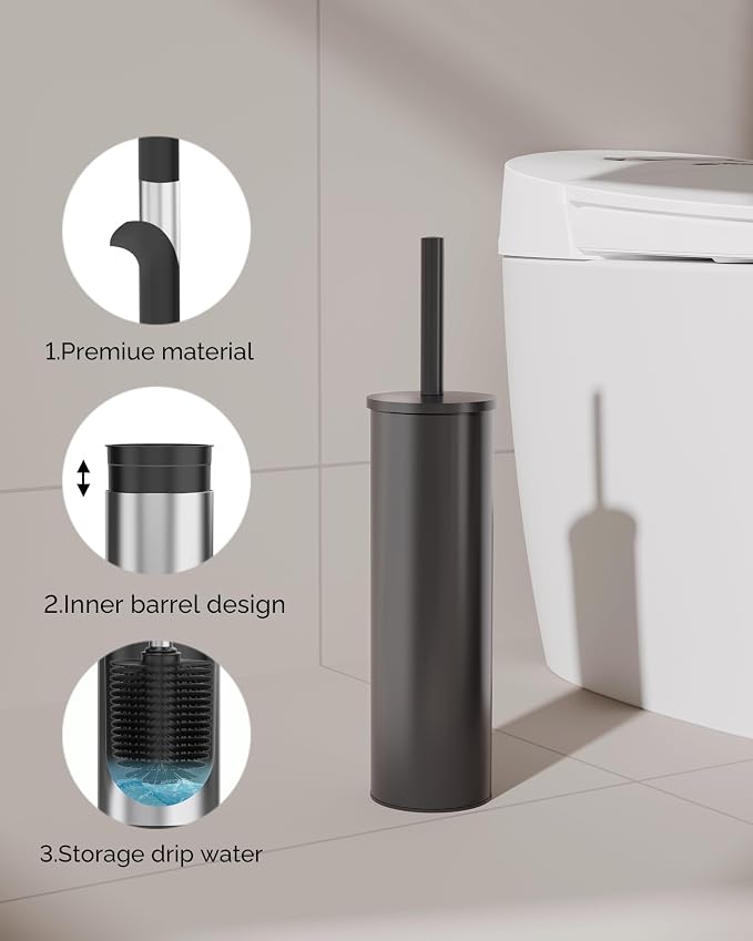 Toilet Brush and Holder Set, 2 Pack Stainless Steel Toilet Bowl Brush - Image 3