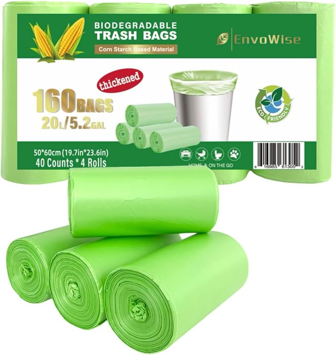 5.2 Gallon Biodegradable Trash Bags | Eco Friendly, 20L Strong Multipurpose by EnvoWise