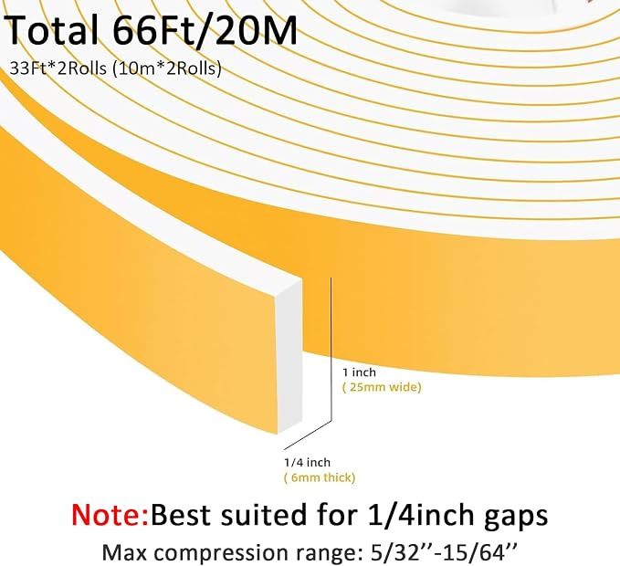 High Density Foam Weather Stripping Door Seal Strip Insulation Tape Roll - Image 3