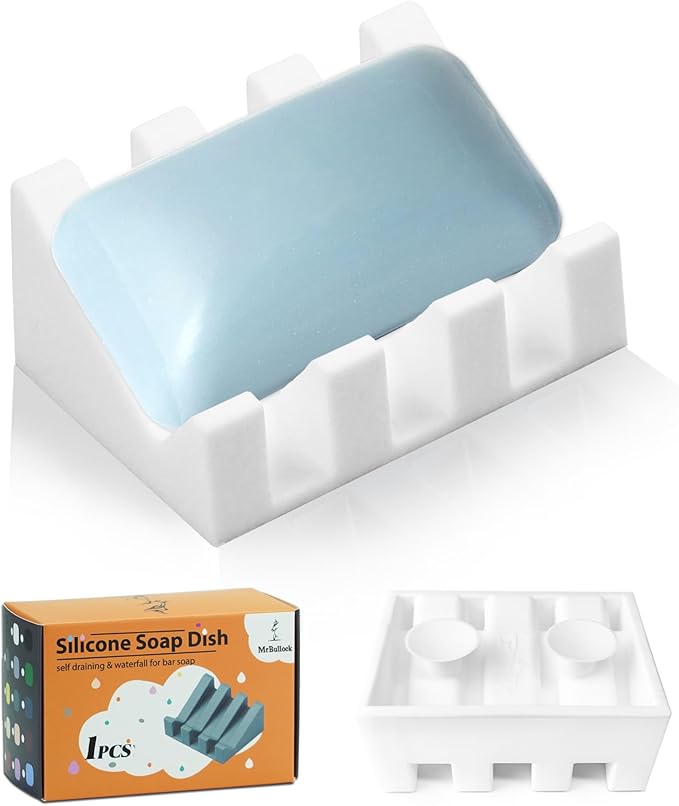Silicone Soap Dish for Bar Soap Holder for Shower Bathroom Self Draining by MrBulloc