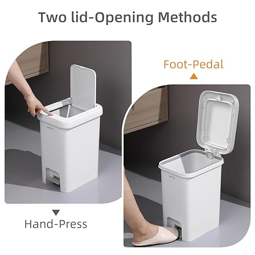 MOPALL Trash Can with Lid, Kitchen Step Trash Can, Garbage Can with Press Top - Image 2