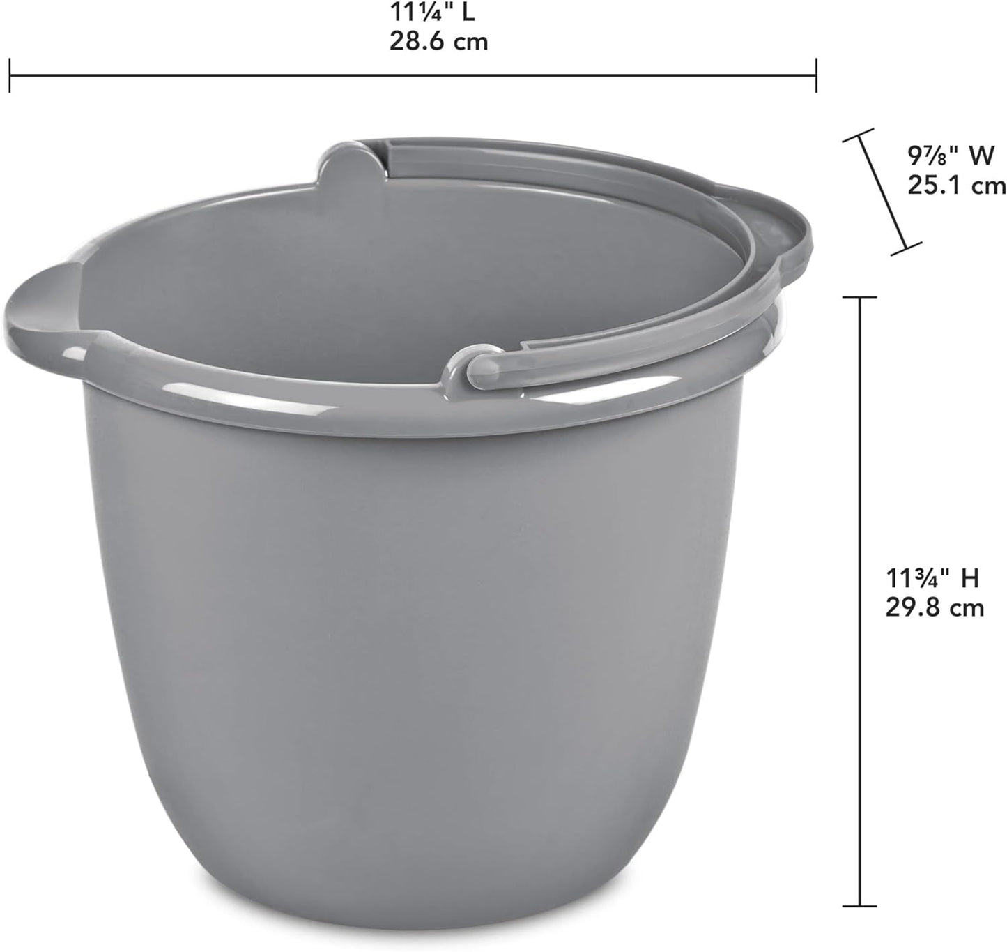 10 Qt. Spout Pail Classic Titanium, Gray Plastic Bucket with Pour Spout & Comfort Grip Handle, Ideal for Household Cleaning, Mopping, Washing Cars and Gardening