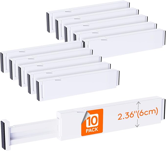Lifewit 10 Pack Kitchen Drawer Dividers 2.36" High, Plastic Expandable by Lifewit