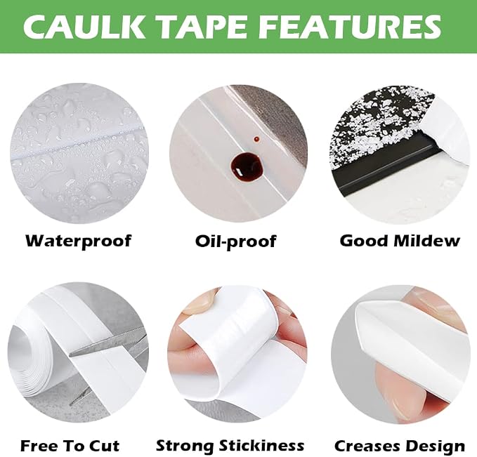 2 Pack Caulk Strip, 1.5" x 10.5Ft PVC Self Adhesive Caulk Tape, Sealing - Image 4
