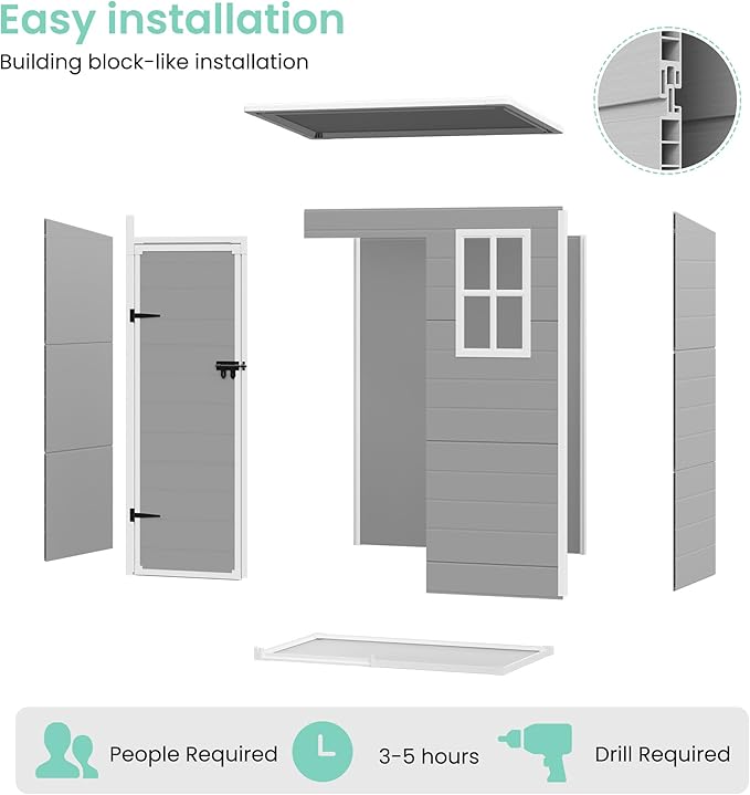 UDPATIO Outdoor Storage Shed 5x3 FT, Plastic Garden Shed - Image 9