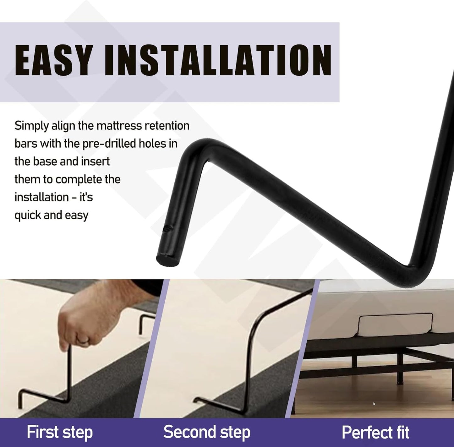 19'' Across Mattress Retainer Bar 63003441, Foot Retainer Bar for Tempur-Pedic Ergo, Not Suitable for Lifting the Adjustable Bed - Black