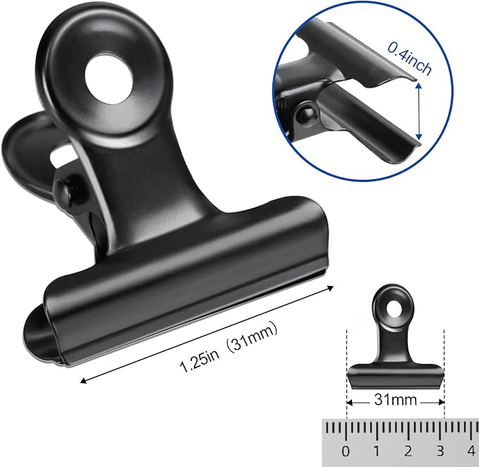 30 Pack Bulldog Clips 1.25 Inches Small Hinge Paper Clips Metal Hinge Clips - Image 2