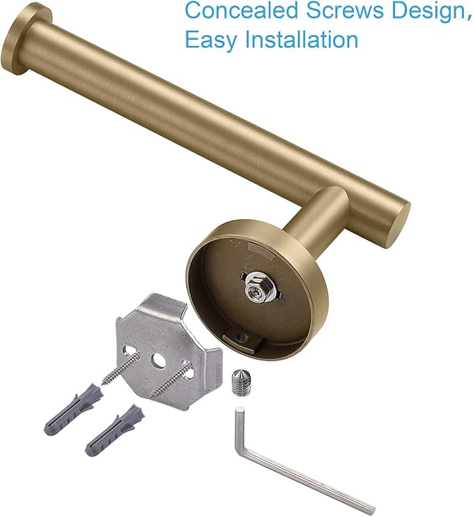 TASTOS Toilet Paper Holder SUS304 Stainless Steel Round Size Brushed Gold 2 Pack - Image 7