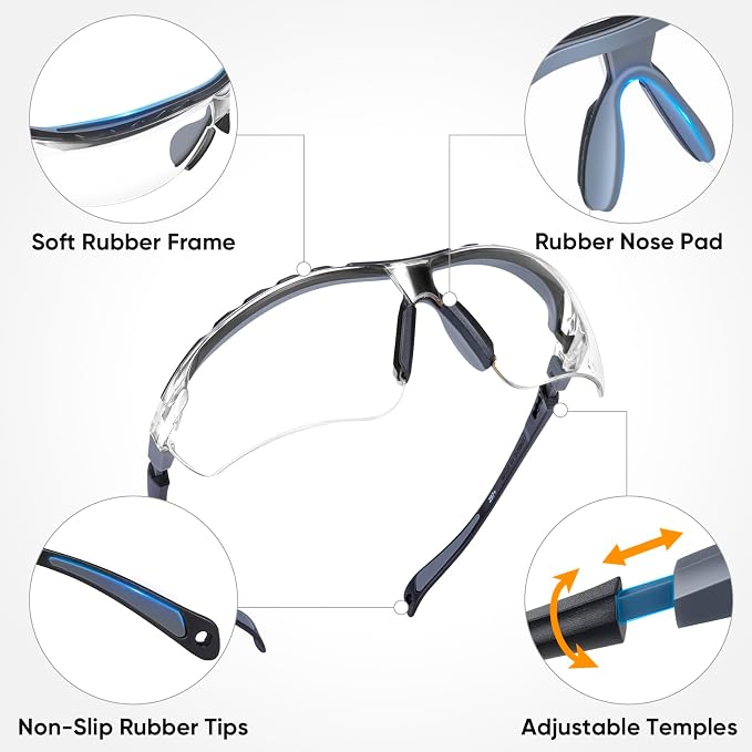 TICONN Anti-Fog Safety Glasses for Men and Women, ANSI Z87.1 Scratch Proof Eye - Image 6