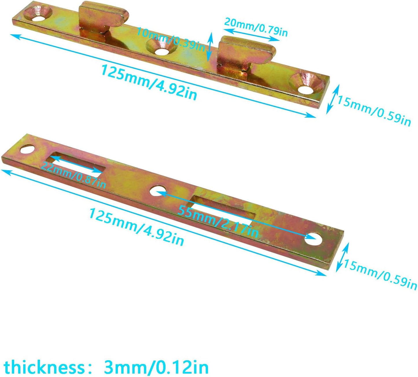 4Sets Bed Rail Mounting Brackets Hidden Tongue and Groove Connectors for Bed Frames Reinforcement Hardware for Wooden Furniture 3087 127mm Heavy Duty Galvanized and Color Coated Steel