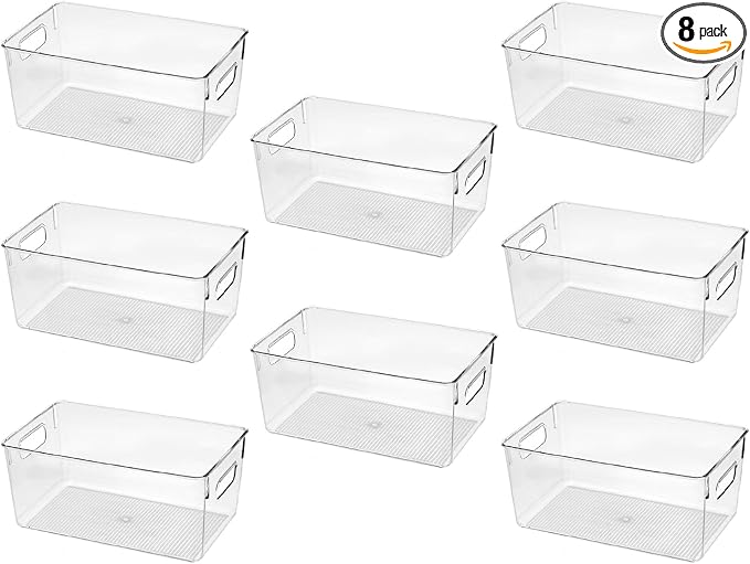 Clear Plastic Storage Bins, Pantry Organizers and Storage Containers Fridge by CONTROLKITCHEN