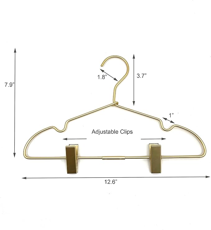12.5" Gold Metal Baby Clothes Clips Hanger Children Kids Coat Hanger Display - Image 2