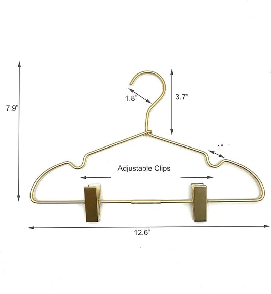 12.5" Gold Metal Baby Clothes Clips Hanger Children Kids Coat Hanger Display - Image 2