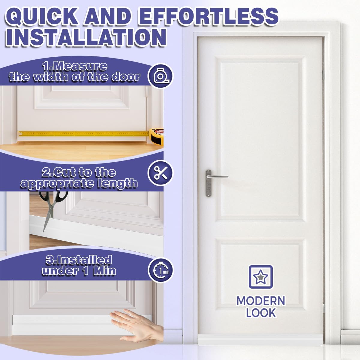 Door Draft Stopper,Adjustable Door Sweep for Bottom of Door,Silicone Weather Stripping Door Bottom Seal Blocker Air Noise,Under Door Gap Filler for Interior/Exterior Doors(White, 39inch)