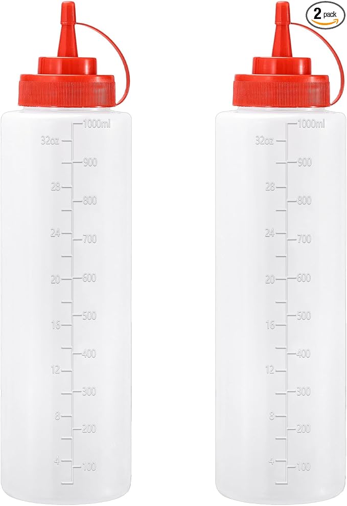 Condiment Squeeze Bottles Ketchup Dispenser, 2 Pack 32oz Squeeze Bottles by Katfort