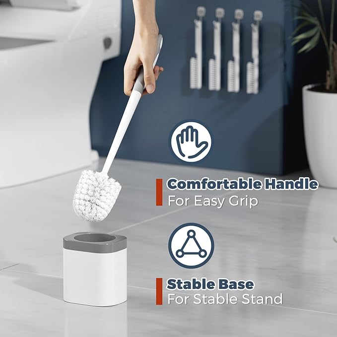 Toilet Brush, 4 Pack Toilet Brush and Holder Set Bathroom Accessories, Toilet - Image 5