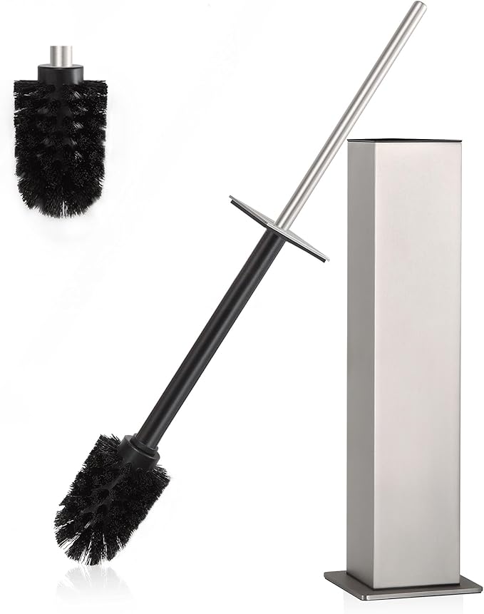BVL Toilet Brush and Holder Set Brushed Nickel Stainless Steel 304 Square by BVLBath