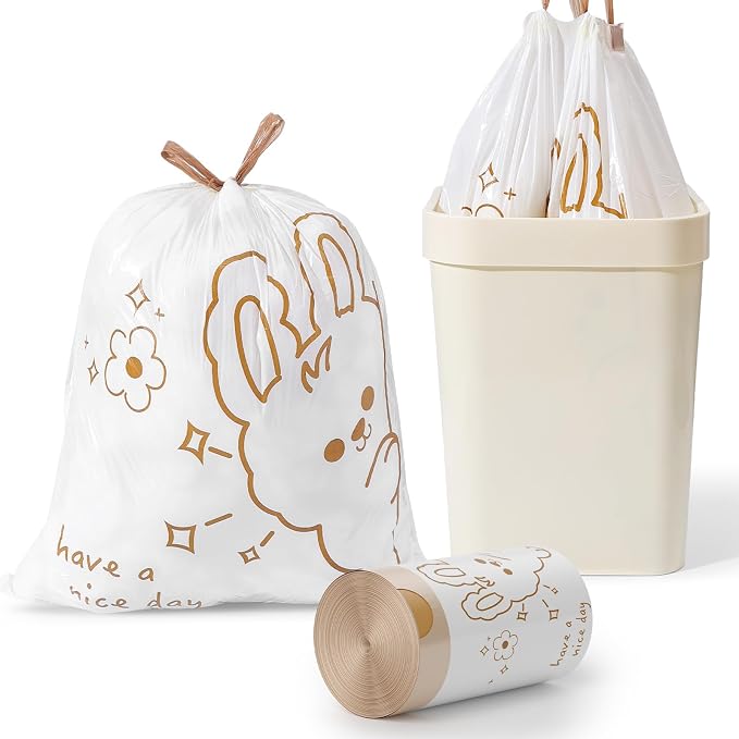 4 Gallon Trash Bags with Cute Rabbit Printed & Drawstring, Tear-Resistant Small by Unknown