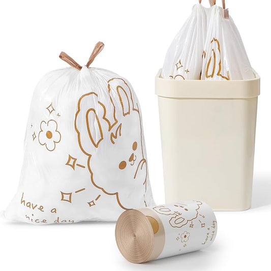 4 Gallon Trash Bags with Cute Rabbit Printed & Drawstring, Tear-Resistant Small by Unknown