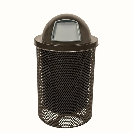 COATEDOUTDOORFURNITURE RDT-P-TXTBRW Heavy Duty Round Trash Receptacle by CoatedOutdoorFurniture