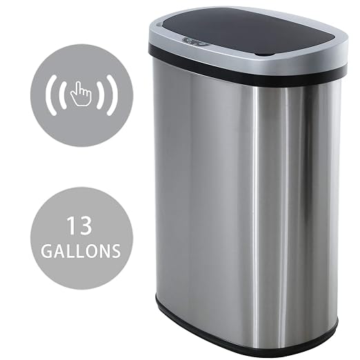 HCB Trash Can Automatic Waste Bin Mute Metal Garbage Can by HCB