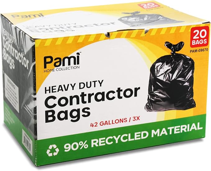 PAMI Heavy Duty 42 Gallon Contractor Garbage Bags, Tear Resistant Construction by PAMI