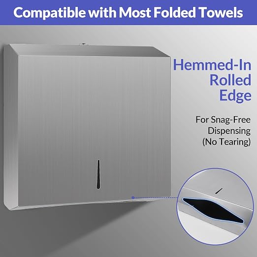 Paper Towel Dispenser Wall Mount, Brushed Stainless Steel Commercial Paper - Image 4